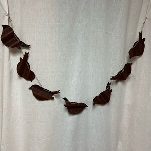 Rustic tin bird garland indoors or outdoors wall decoration shinny one side